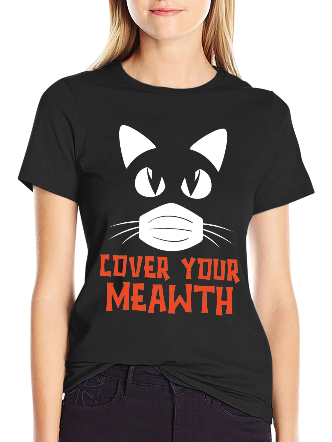 Cover Your Meawth T-Shirt Black Novelty Graphic Tee
