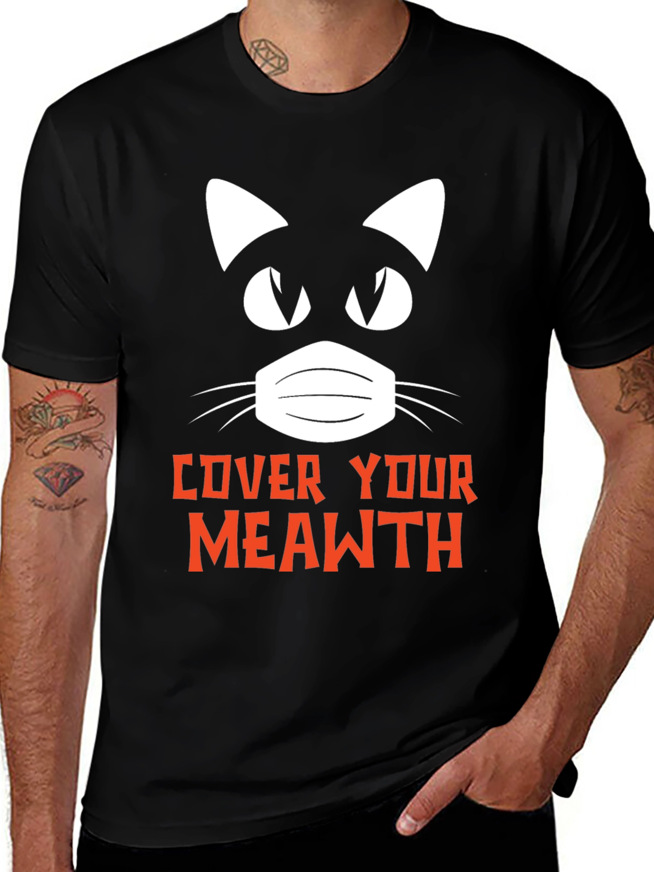 Cover Your Meawth T-Shirt Black Novelty Graphic Tee