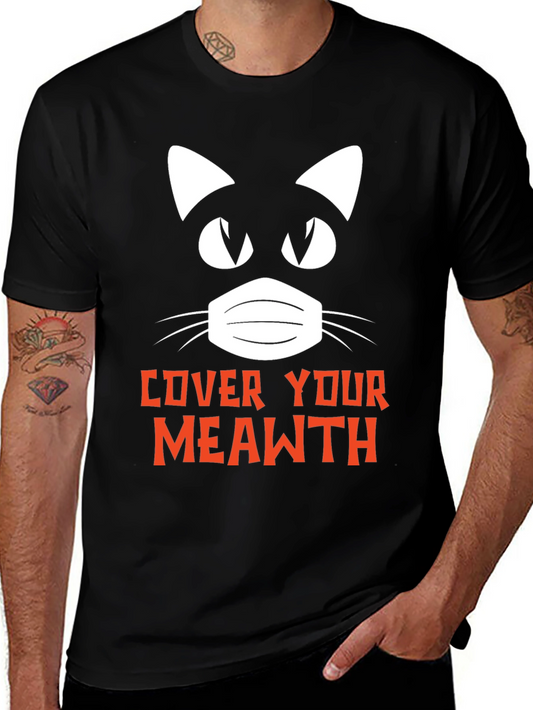 Cover Your Meawth T-Shirt Black Novelty Graphic Tee