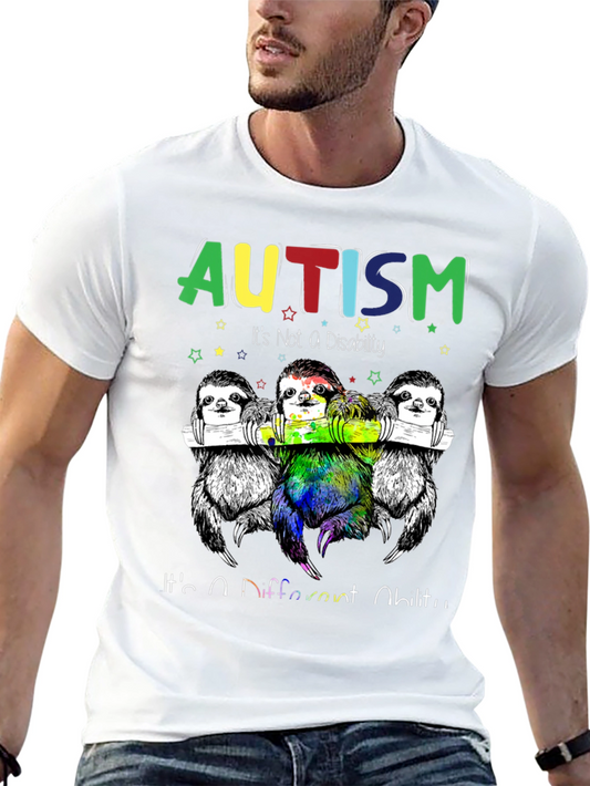 Autism Awareness Sloth Graphic Tee - Its a Different Ability