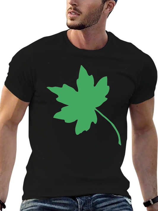Green Maple Leaf Black Tee