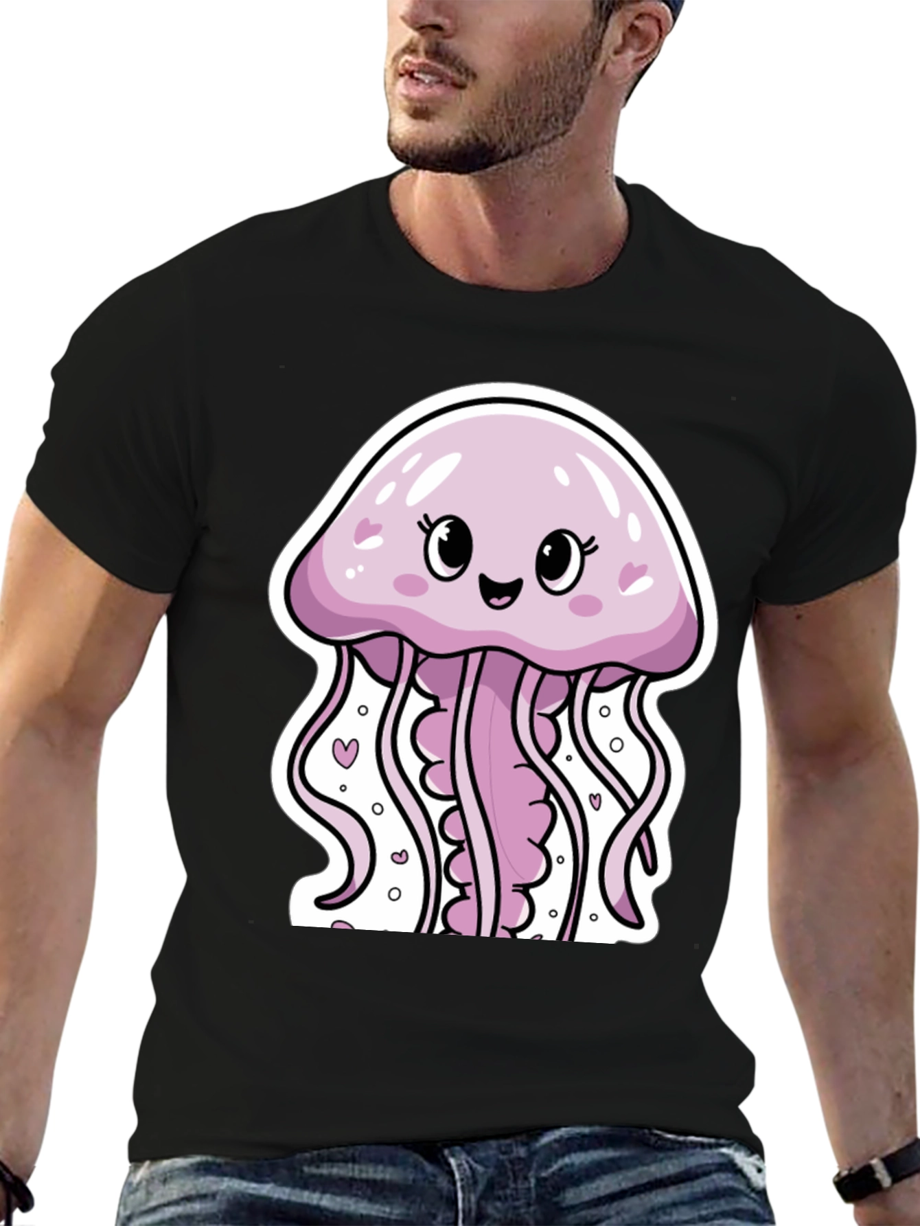 Cute Jellyfish Graphic Tee - Black