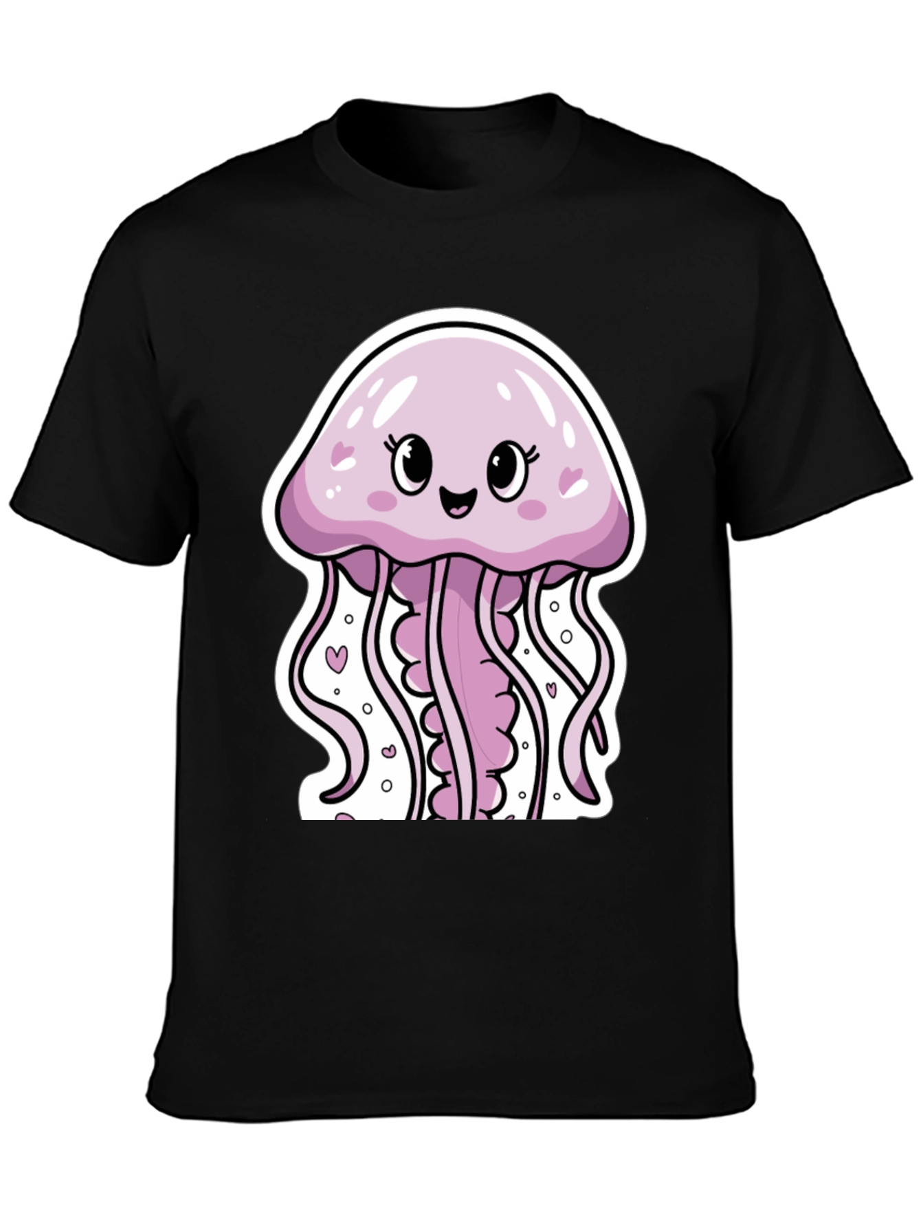 Cute Jellyfish Graphic Tee - Black