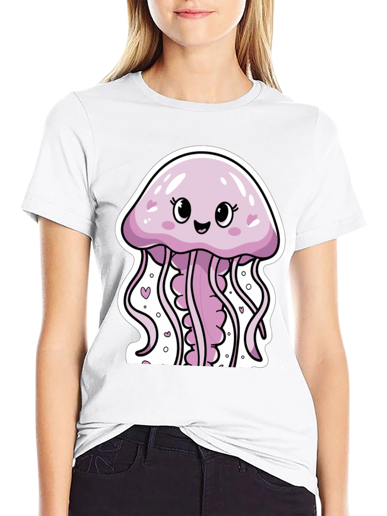 Cute Jellyfish Graphic Tee - Black