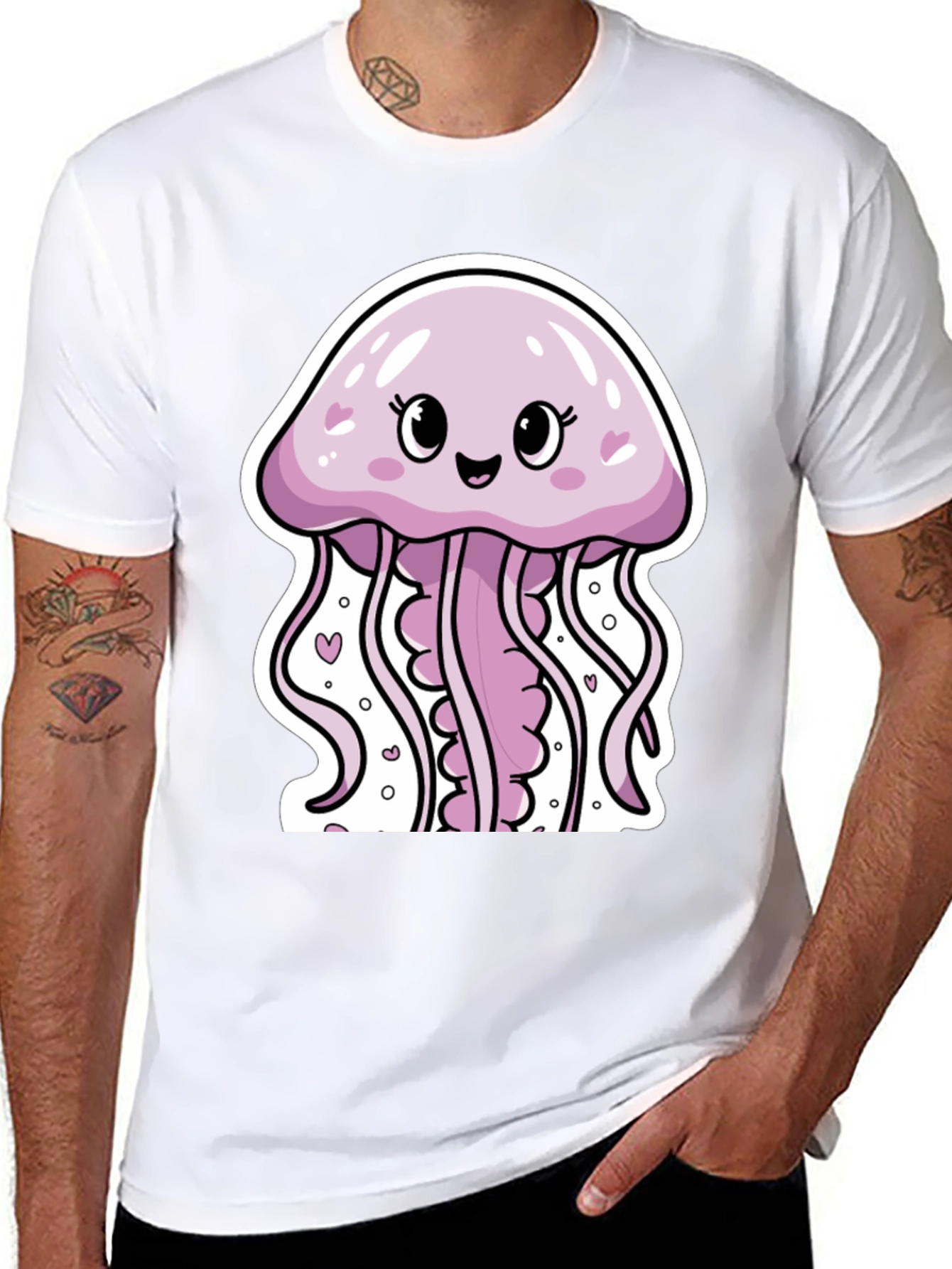 Cute Jellyfish Graphic Tee - Black