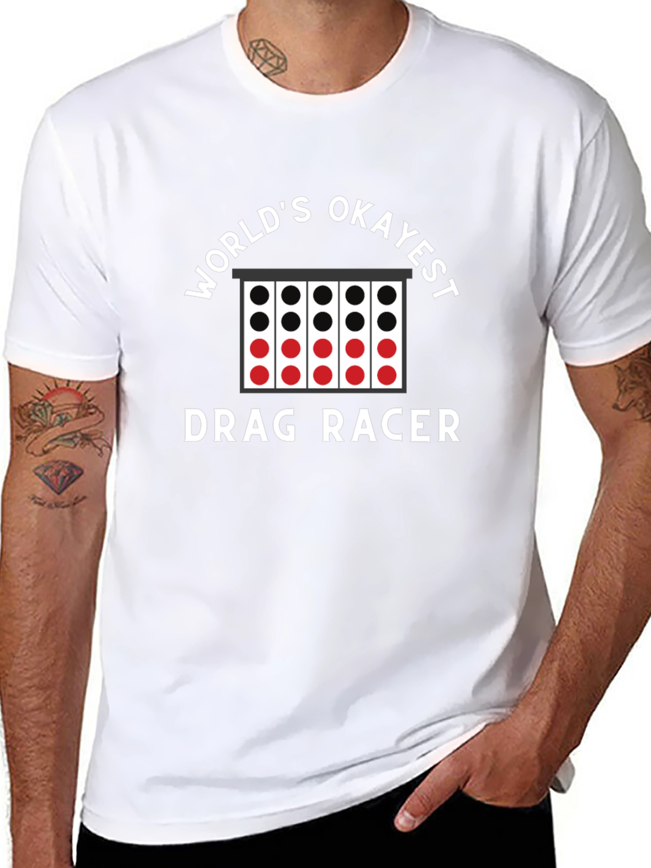 Worlds Okayest Drag Racer Black Graphic Tee