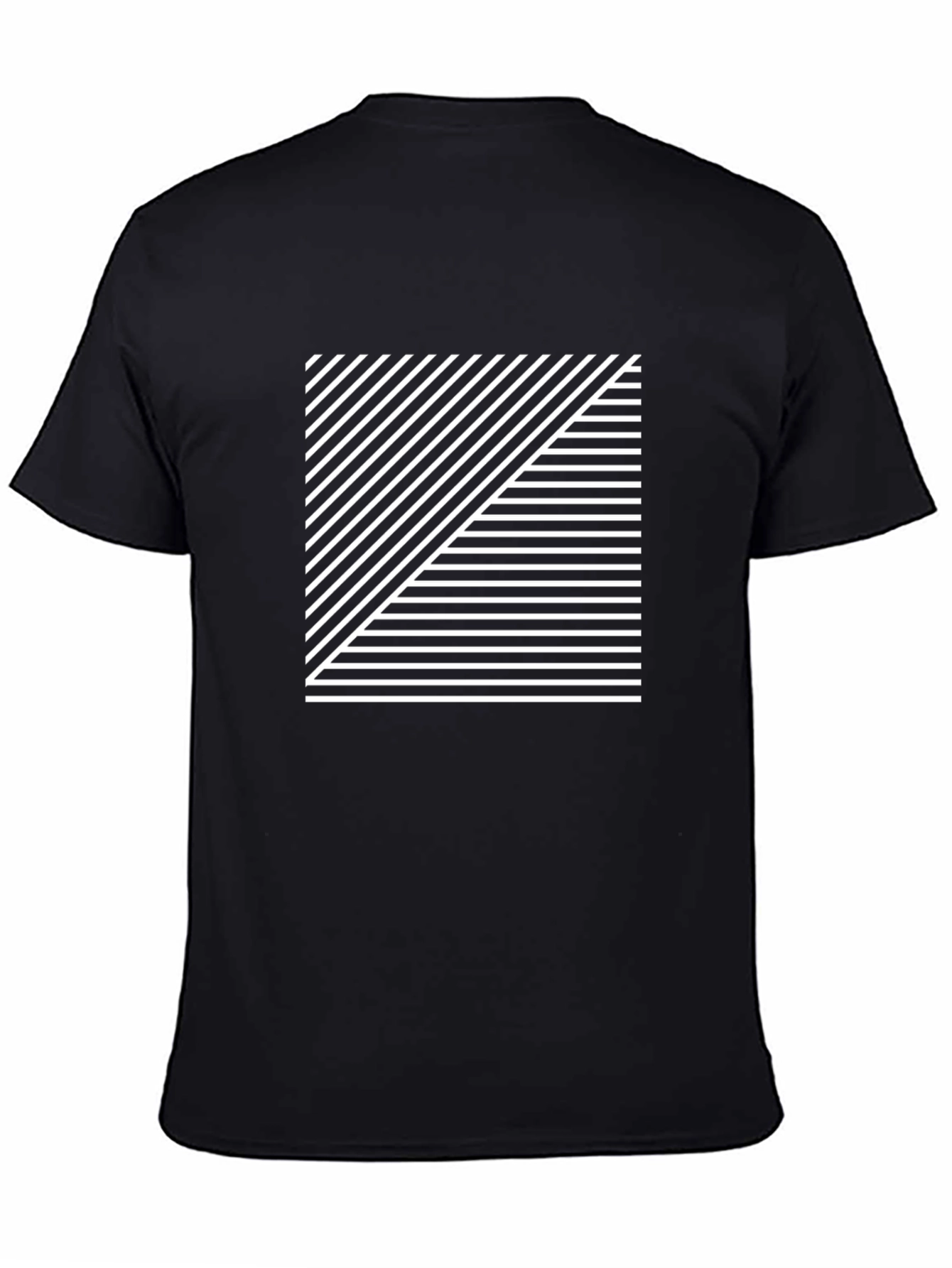 Geometric Stripe Graphic Tee - Modern Black Shirt