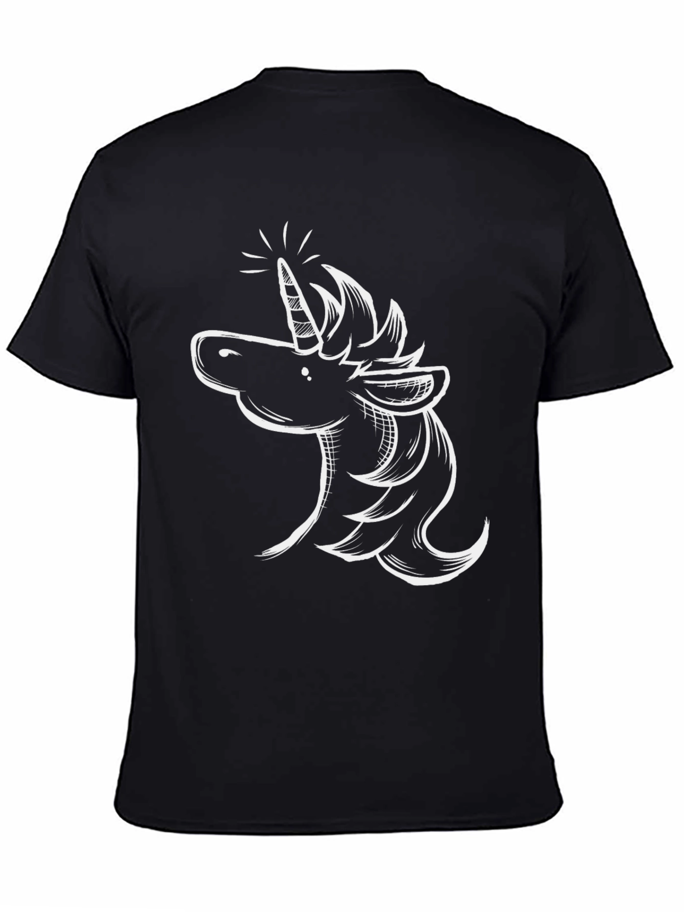 Unicorn Sketch Mens Black T-Shirt