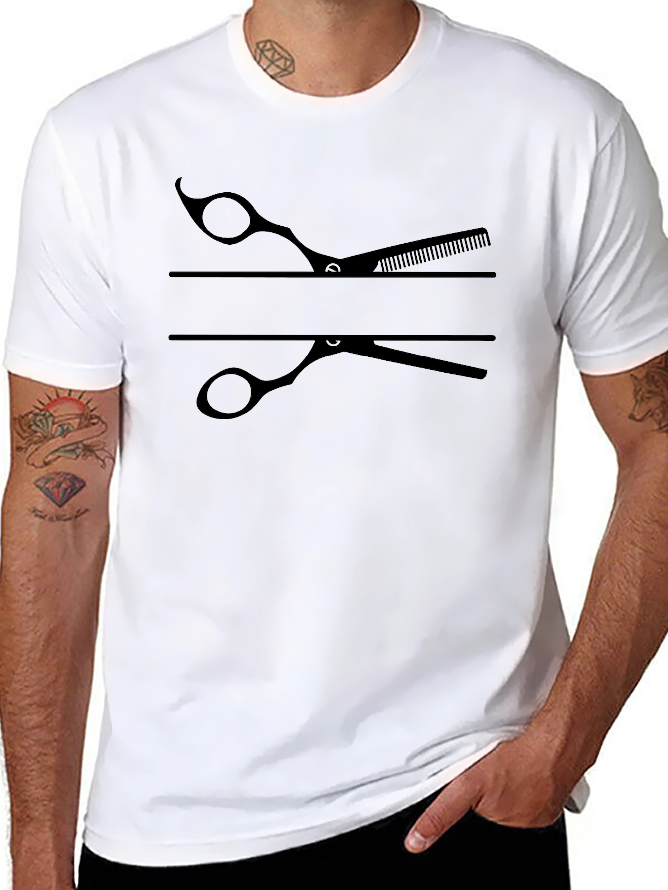 Barber Scissors Graphic T-Shirt - Black