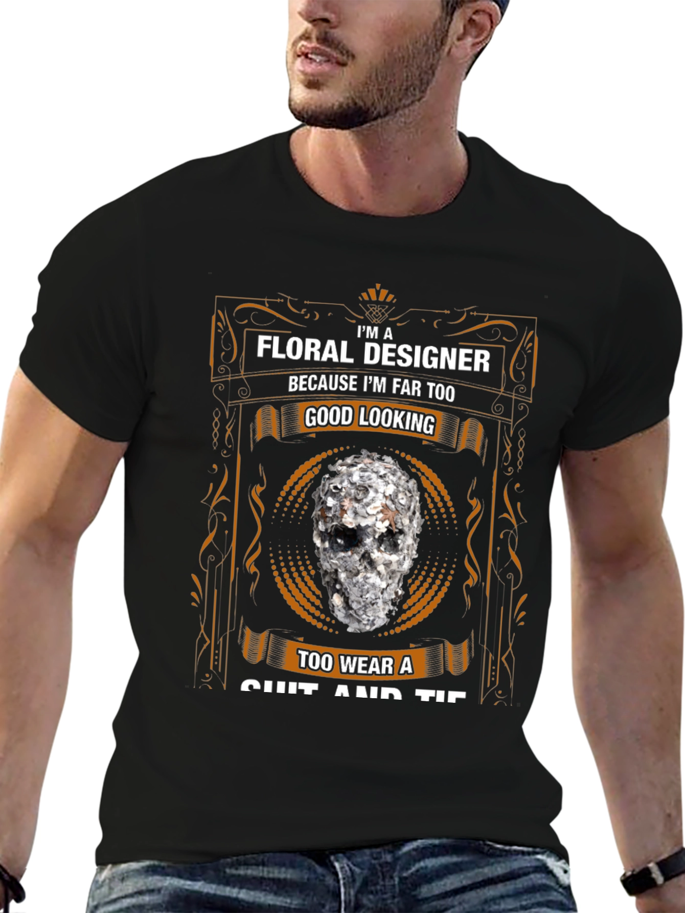 Floral Designer Skull T-Shirt - Too Good Looking