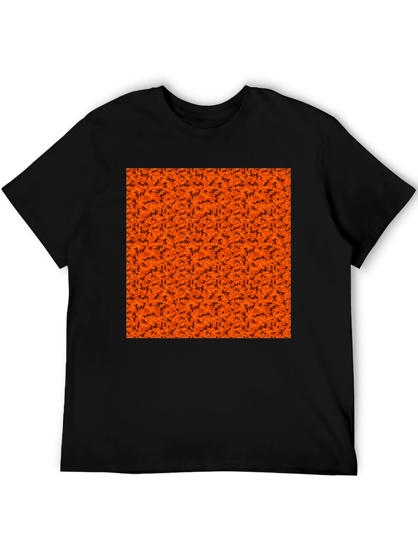 Halloween Orange Bats Pattern Black T-Shirt