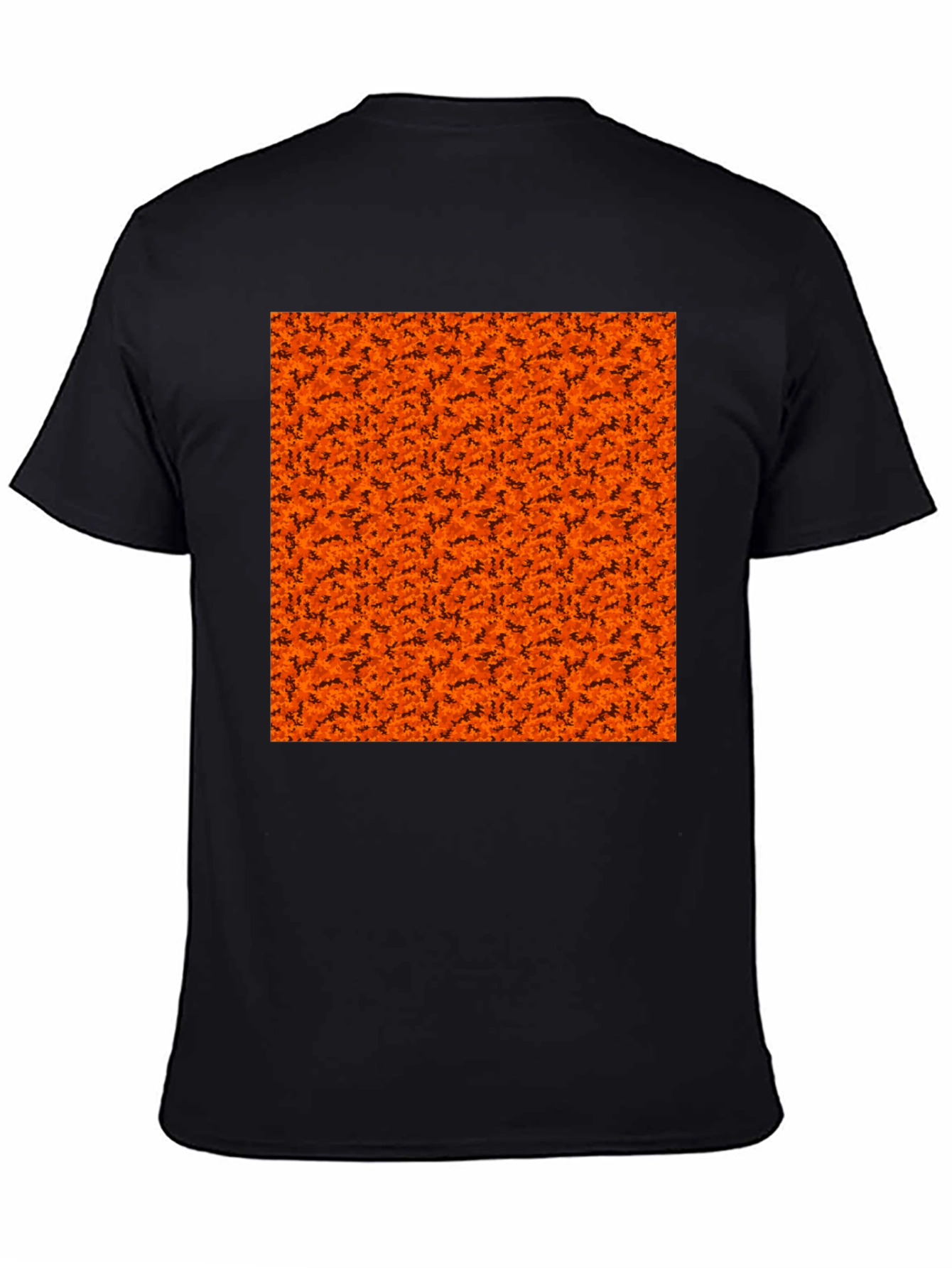 Halloween Orange Bats Pattern Black T-Shirt