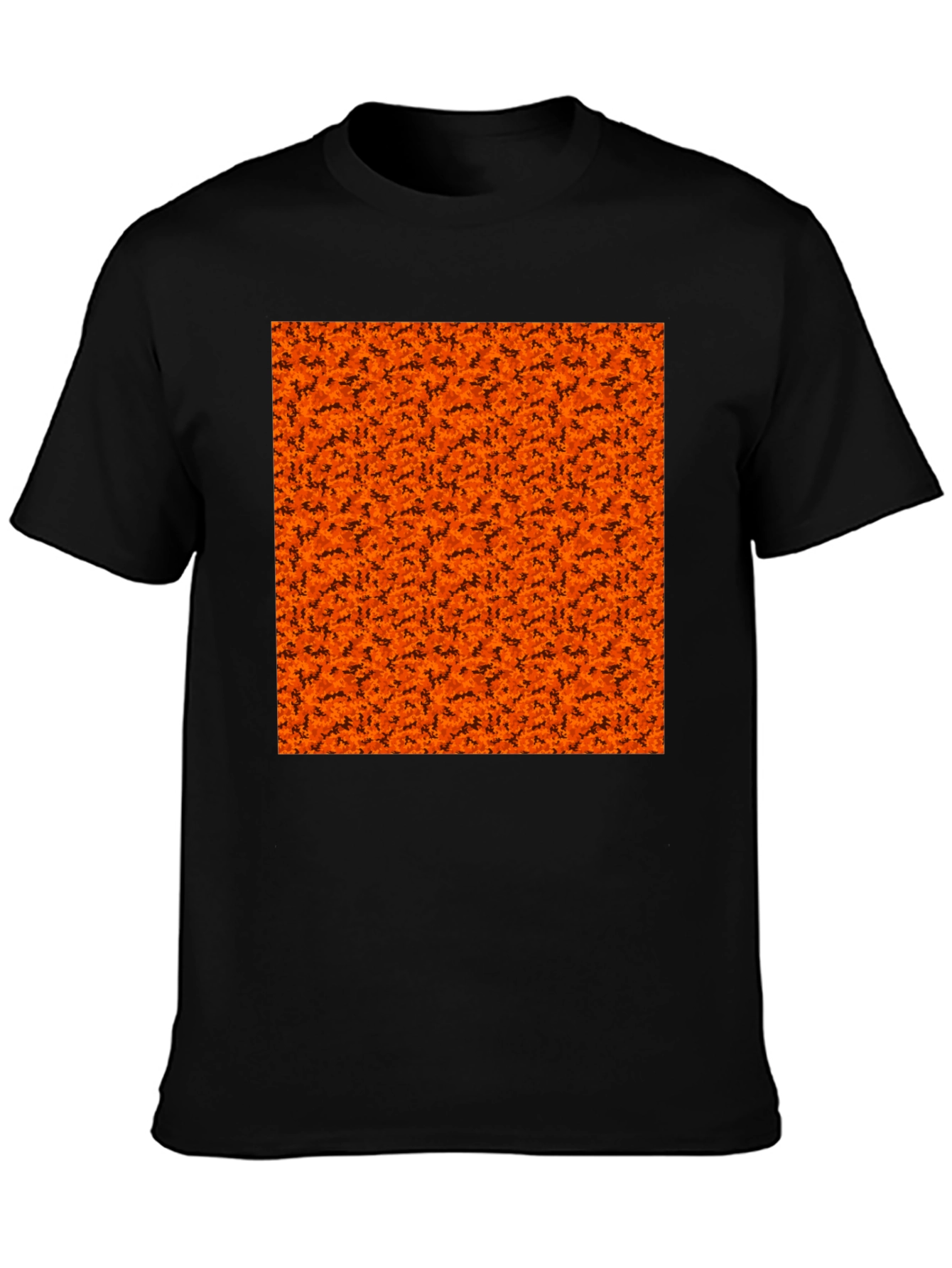 Halloween Orange Bats Pattern Black T-Shirt