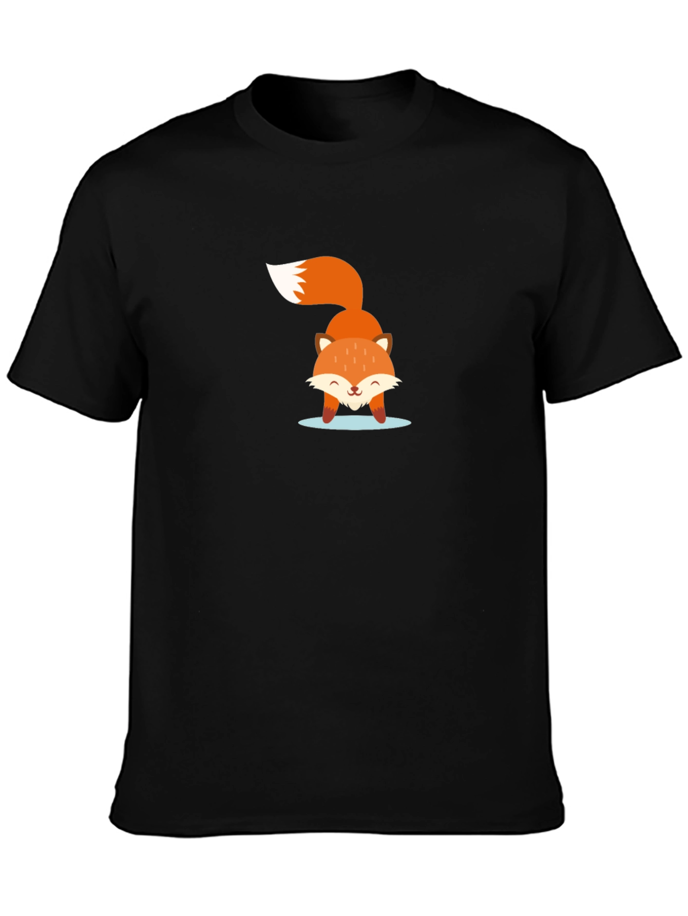 Cute Fox Graphic Black T-Shirt