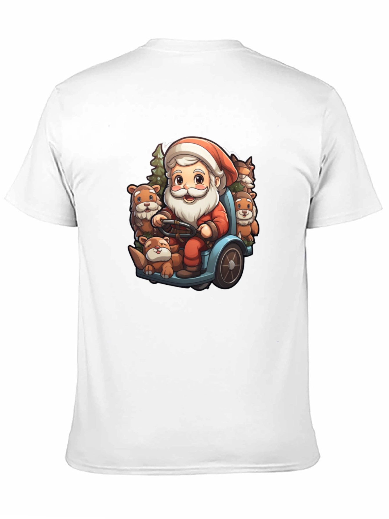 Festive Santa & Otter Cartoon T-Shirt