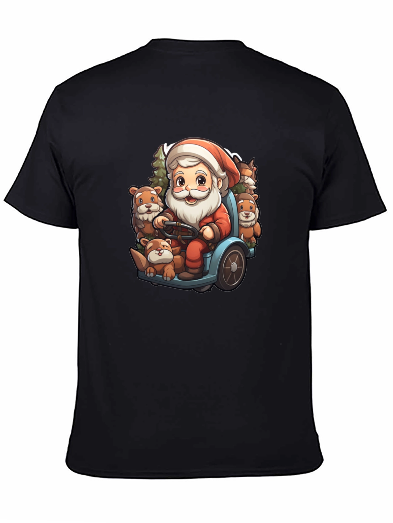 Festive Santa & Otter Cartoon T-Shirt