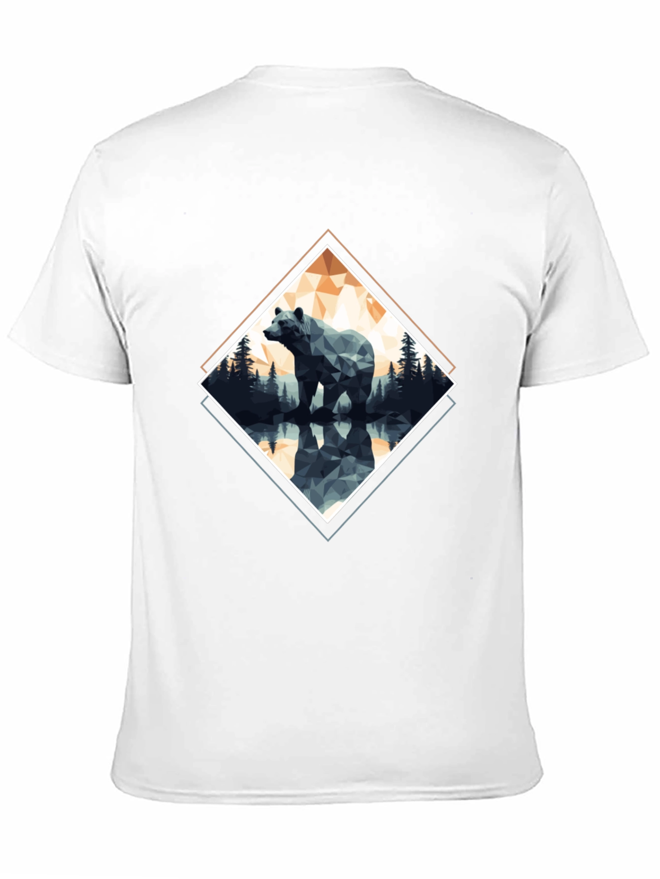 Geometric Bear Graphic T-Shirt - Black