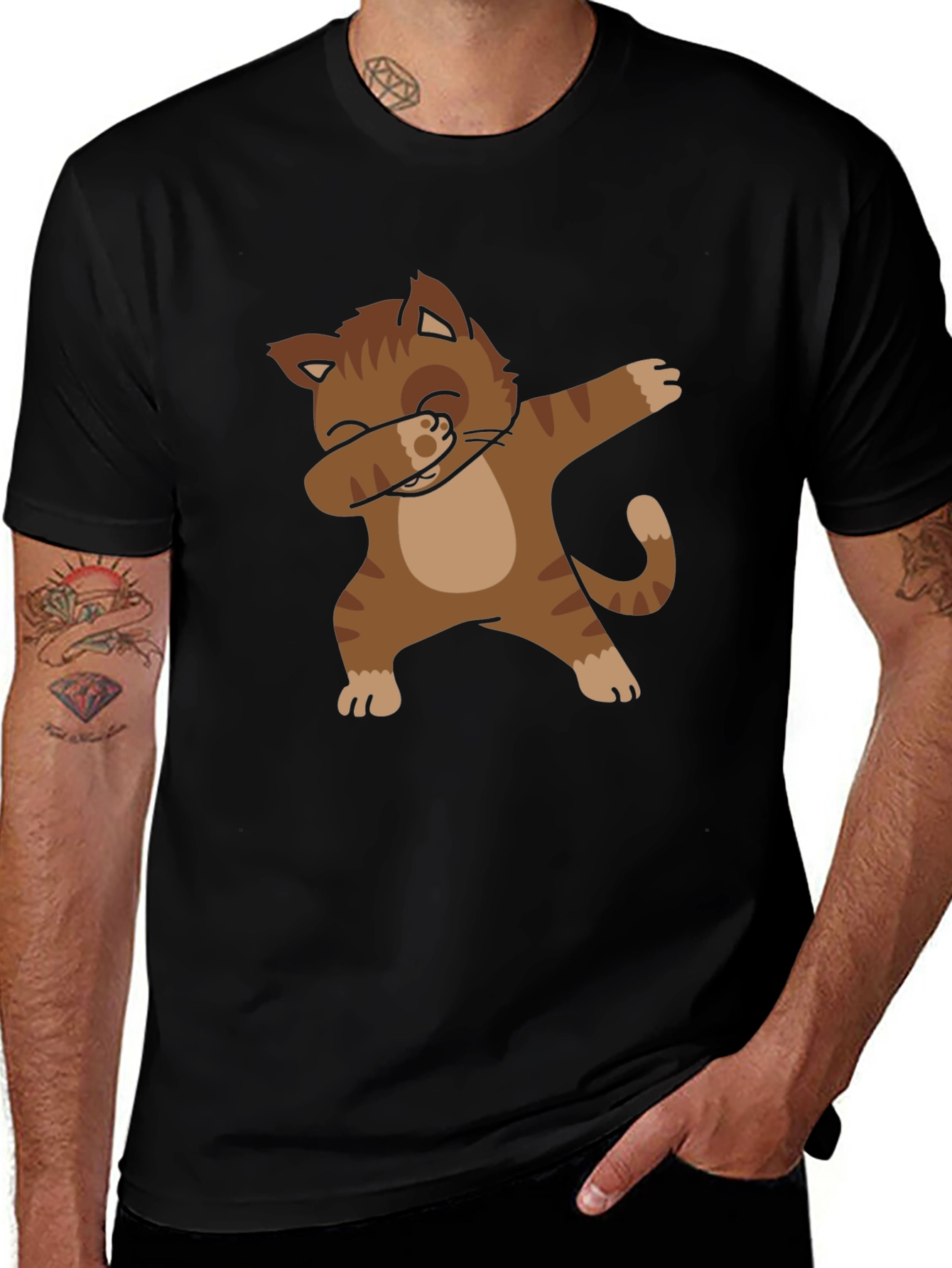 Dabbing Cat Graphic Tee - Trendy Style!