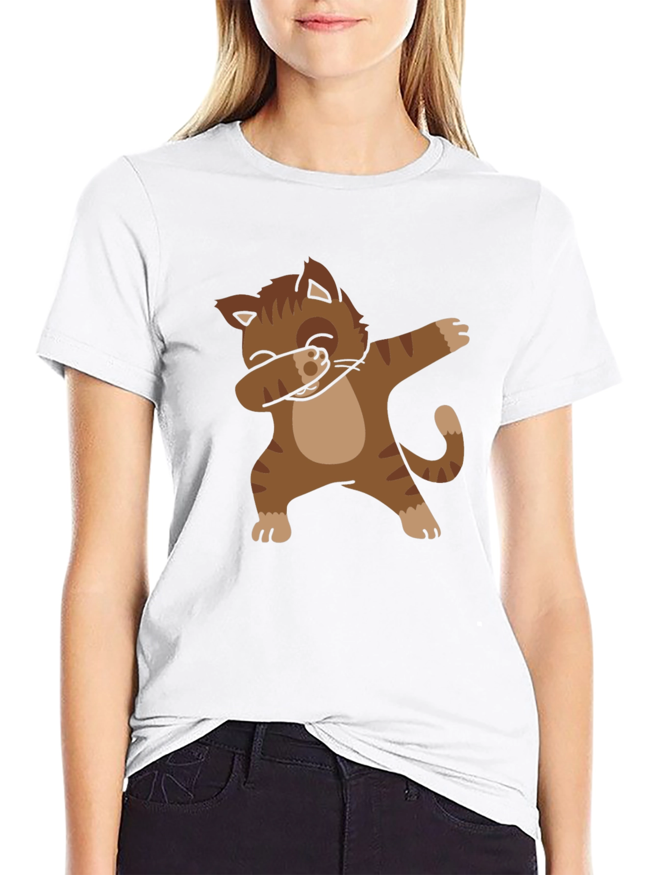 Dabbing Cat Graphic Tee - Trendy Style!