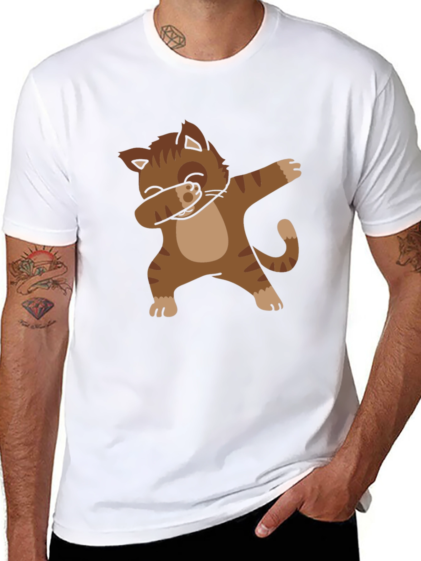 Dabbing Cat Graphic Tee - Trendy Style!