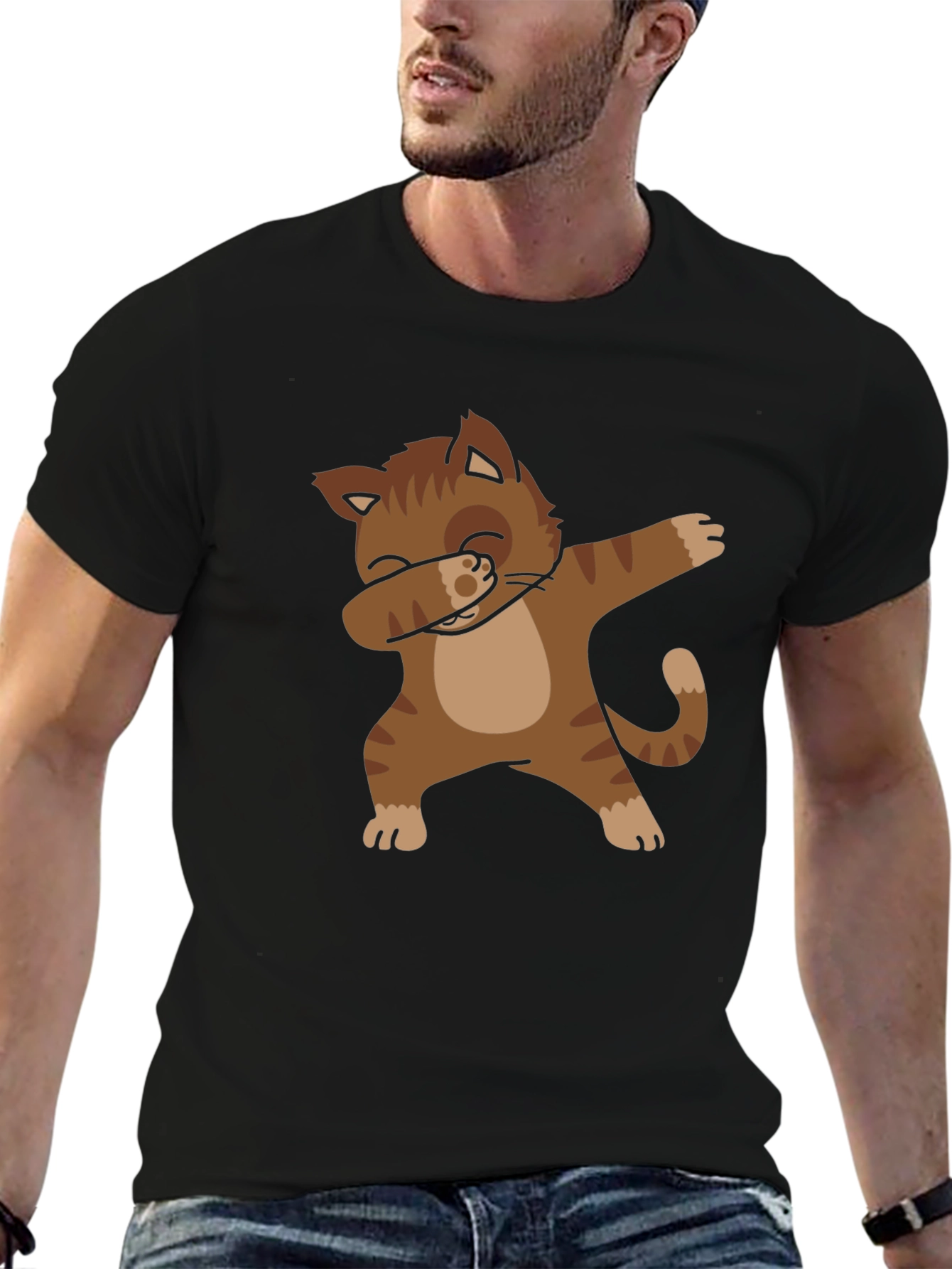 Dabbing Cat Graphic Tee - Trendy Style!