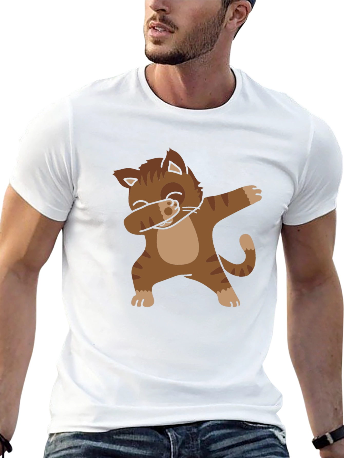 Dabbing Cat Graphic Tee - Trendy Style!