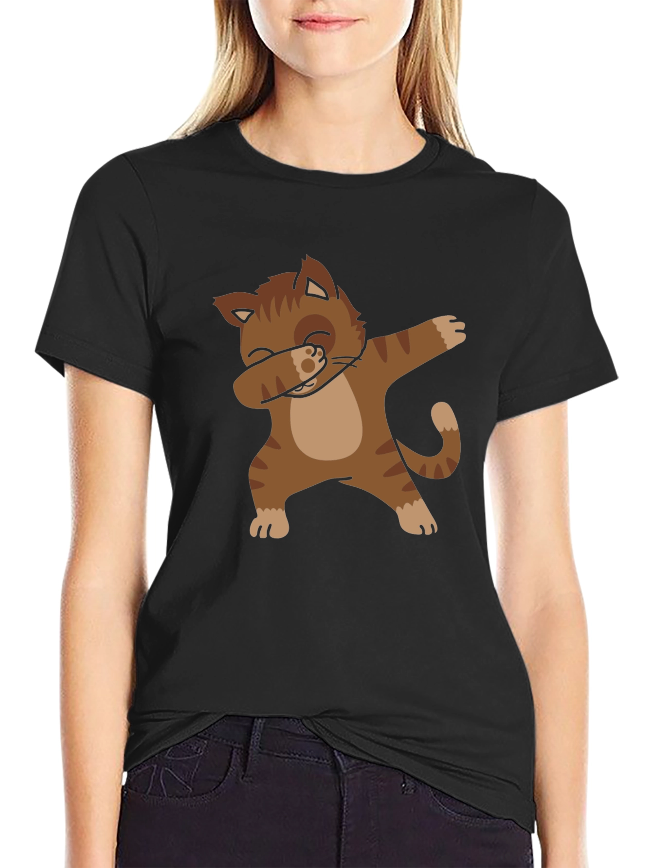 Dabbing Cat Graphic Tee - Trendy Style!