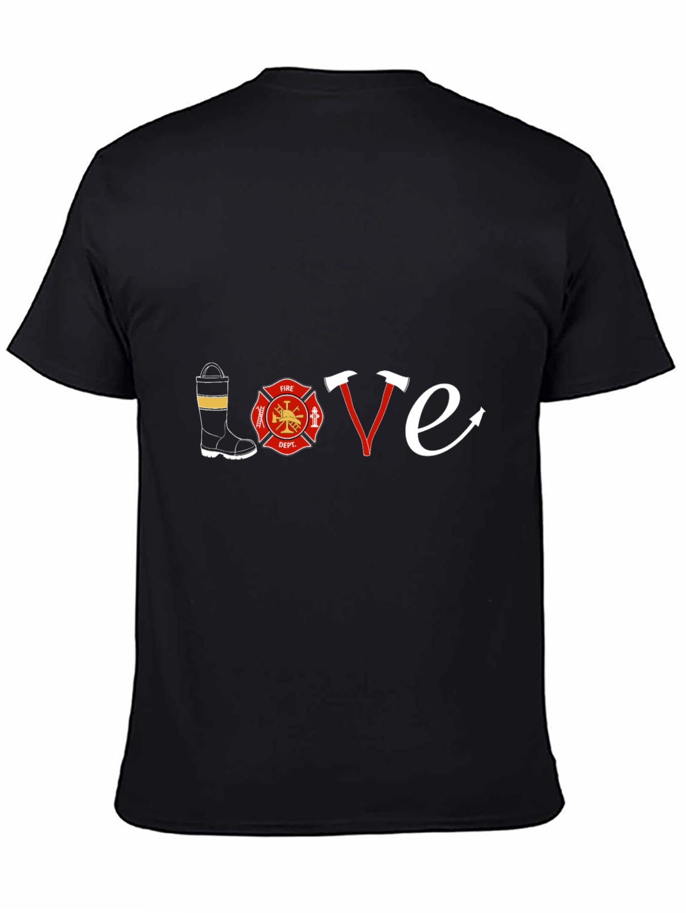 Firefighter Love T-Shirt - Black Graphic Tee