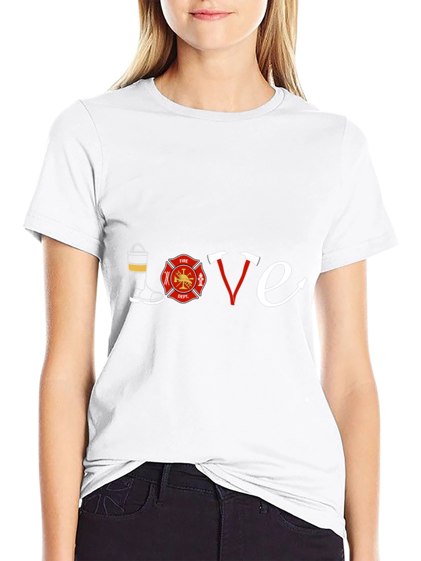 Firefighter Love T-Shirt - Black Graphic Tee