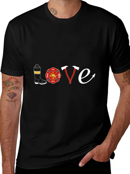 Firefighter Love T-Shirt - Black Graphic Tee