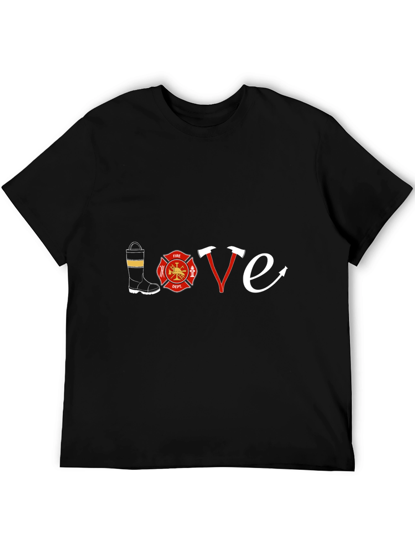 Firefighter Love T-Shirt - Black Graphic Tee