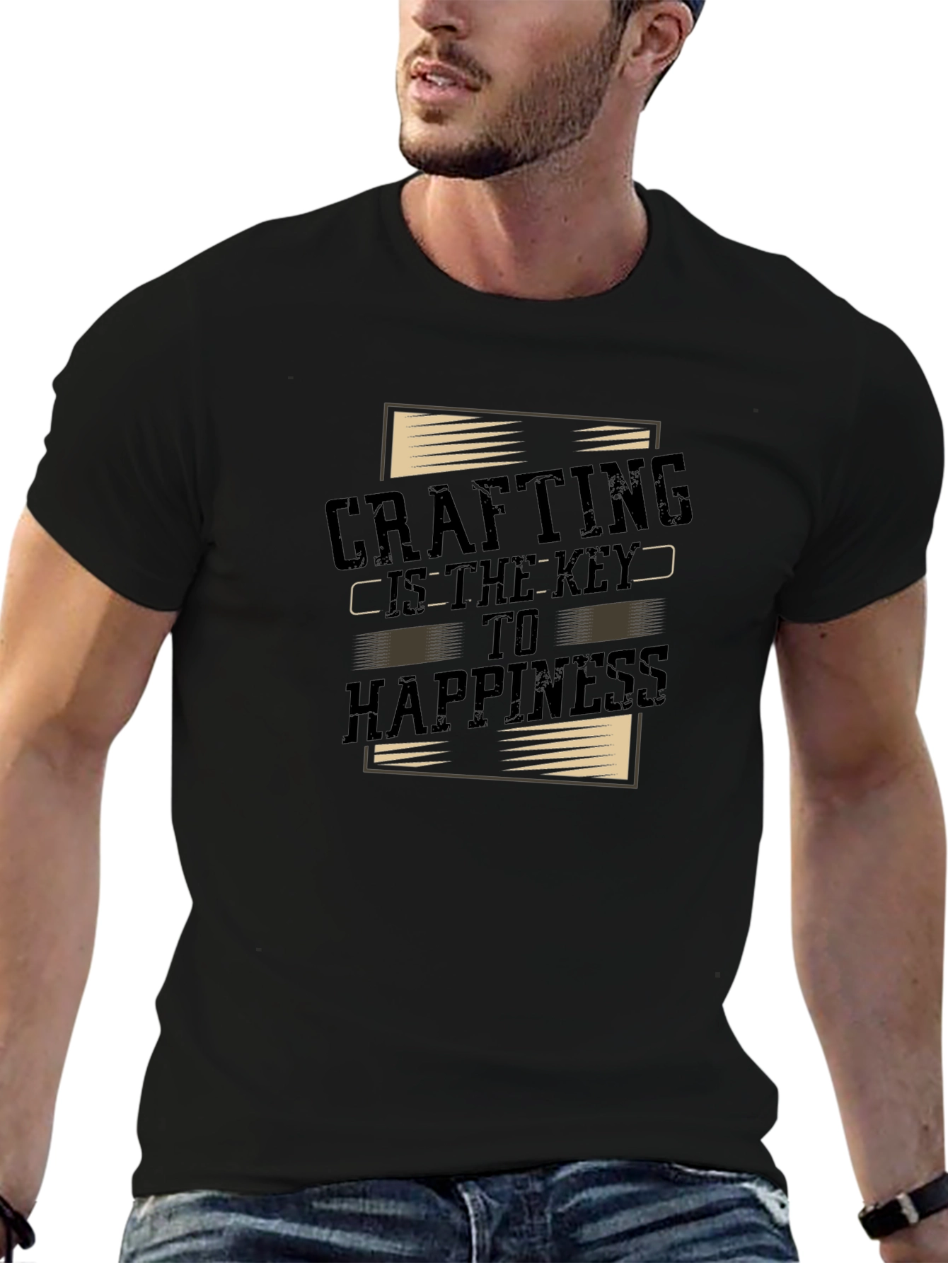 Crafting is the Key to Happiness Black T-Shirt