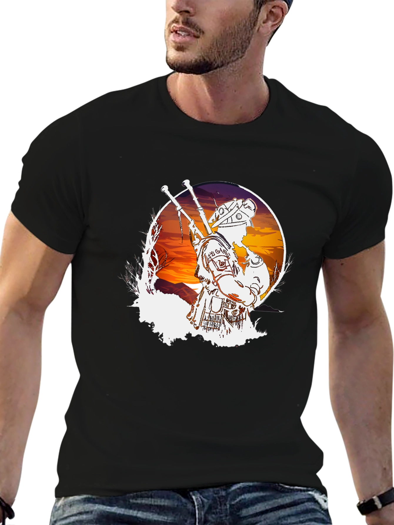 Bagpiper Sunset Graphic Tee - Cool Musician T-Shirt