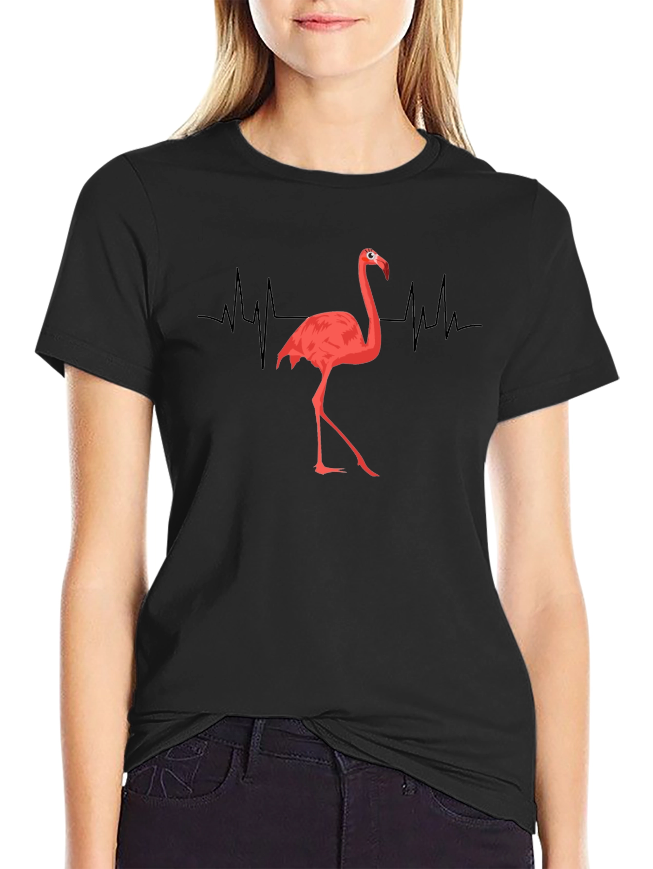 Flamingo Heartbeat T-Shirt - Novelty Graphic Tee