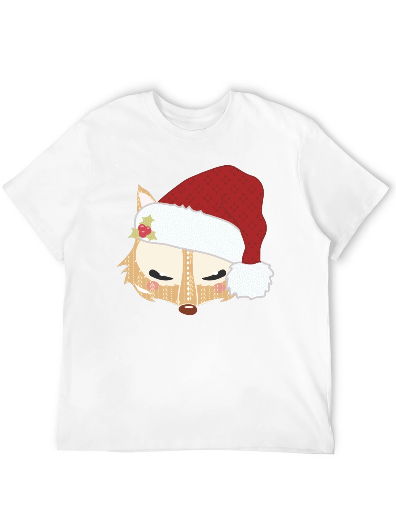 Festive Fox Santa Hat Graphic Tee