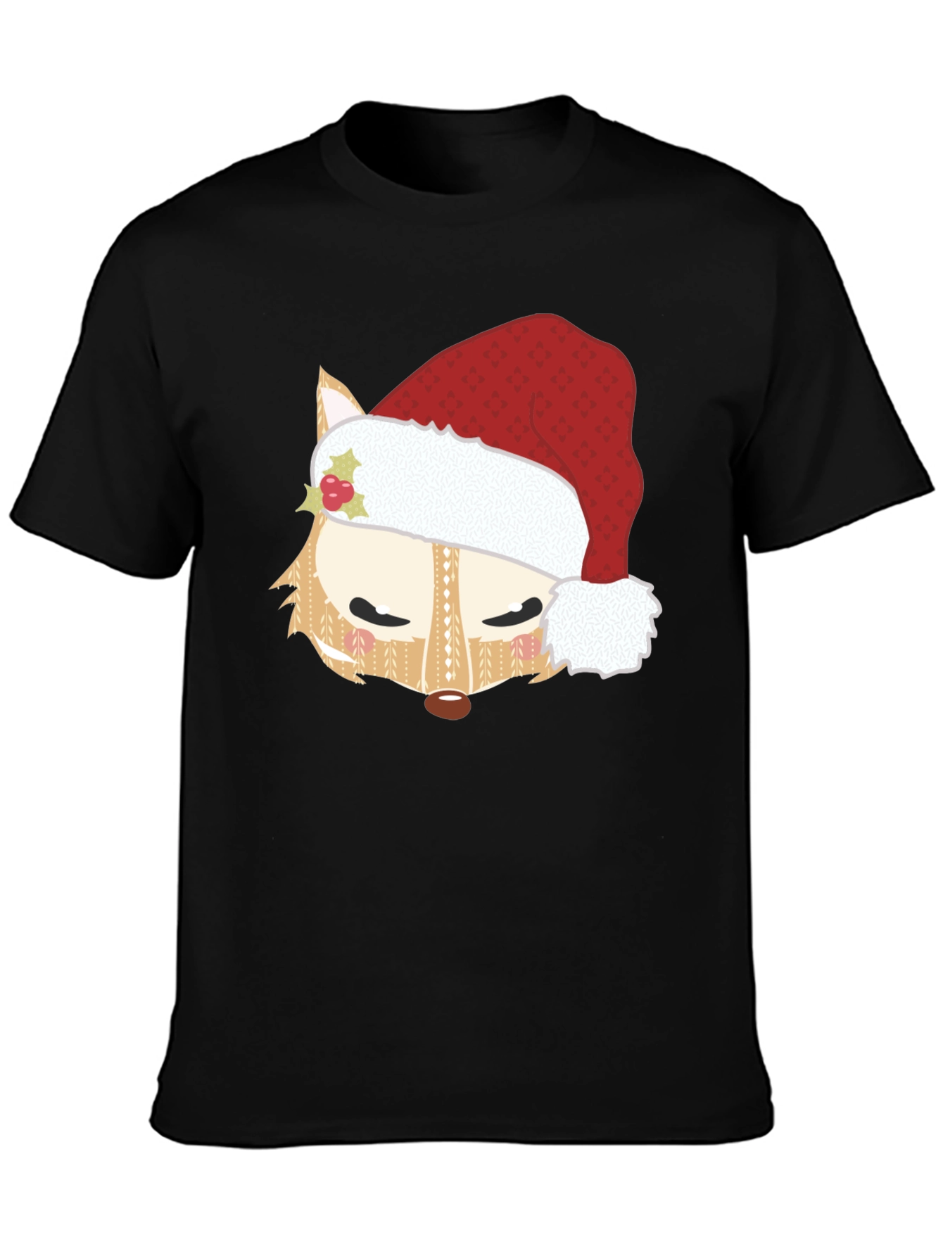 Festive Fox Santa Hat Graphic Tee