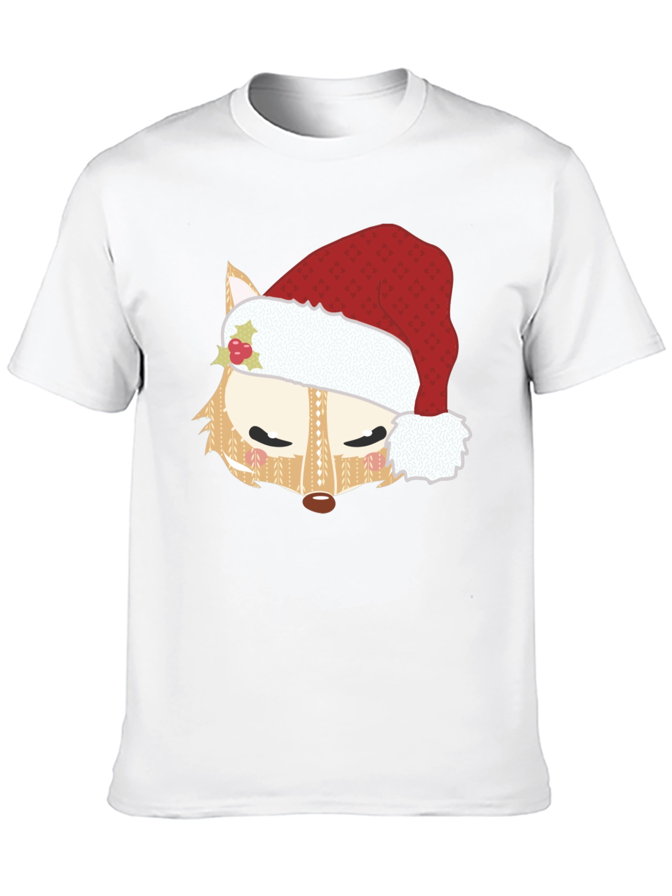 Festive Fox Santa Hat Graphic Tee
