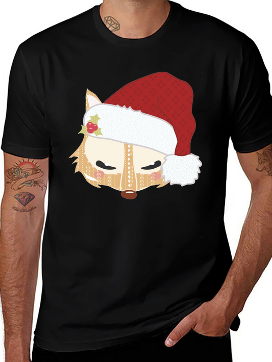 Festive Fox Santa Hat Graphic Tee