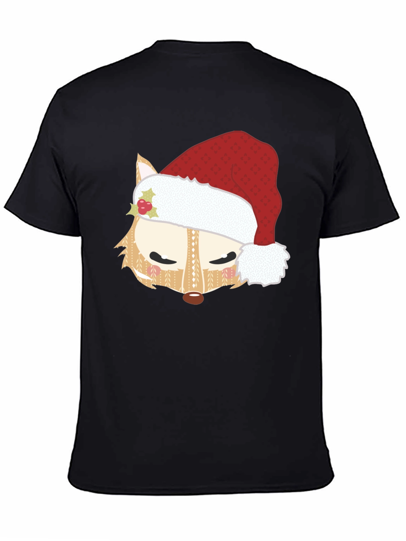 Festive Fox Santa Hat Graphic Tee