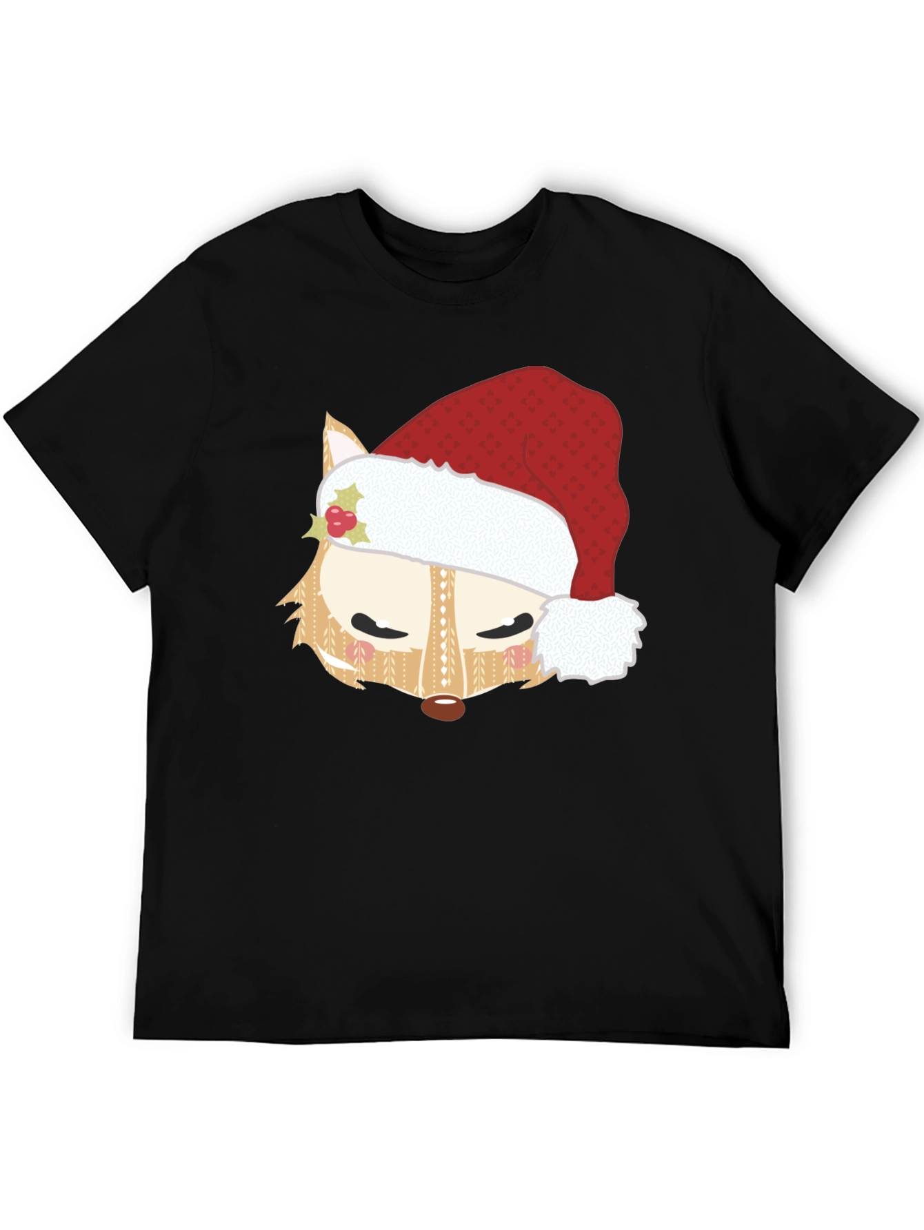 Festive Fox Santa Hat Graphic Tee