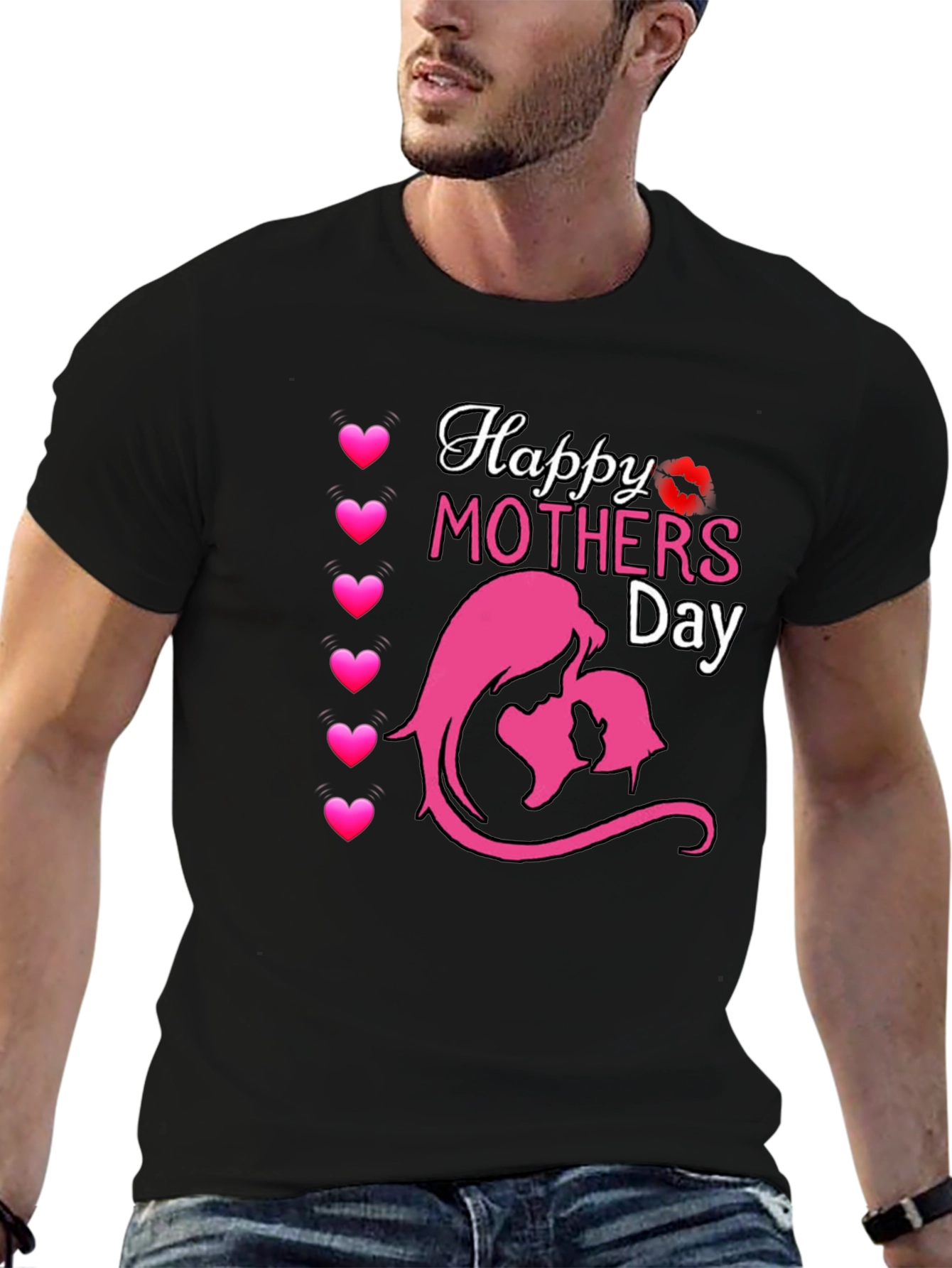 Happy Mothers Day Graphic T-Shirt - Black