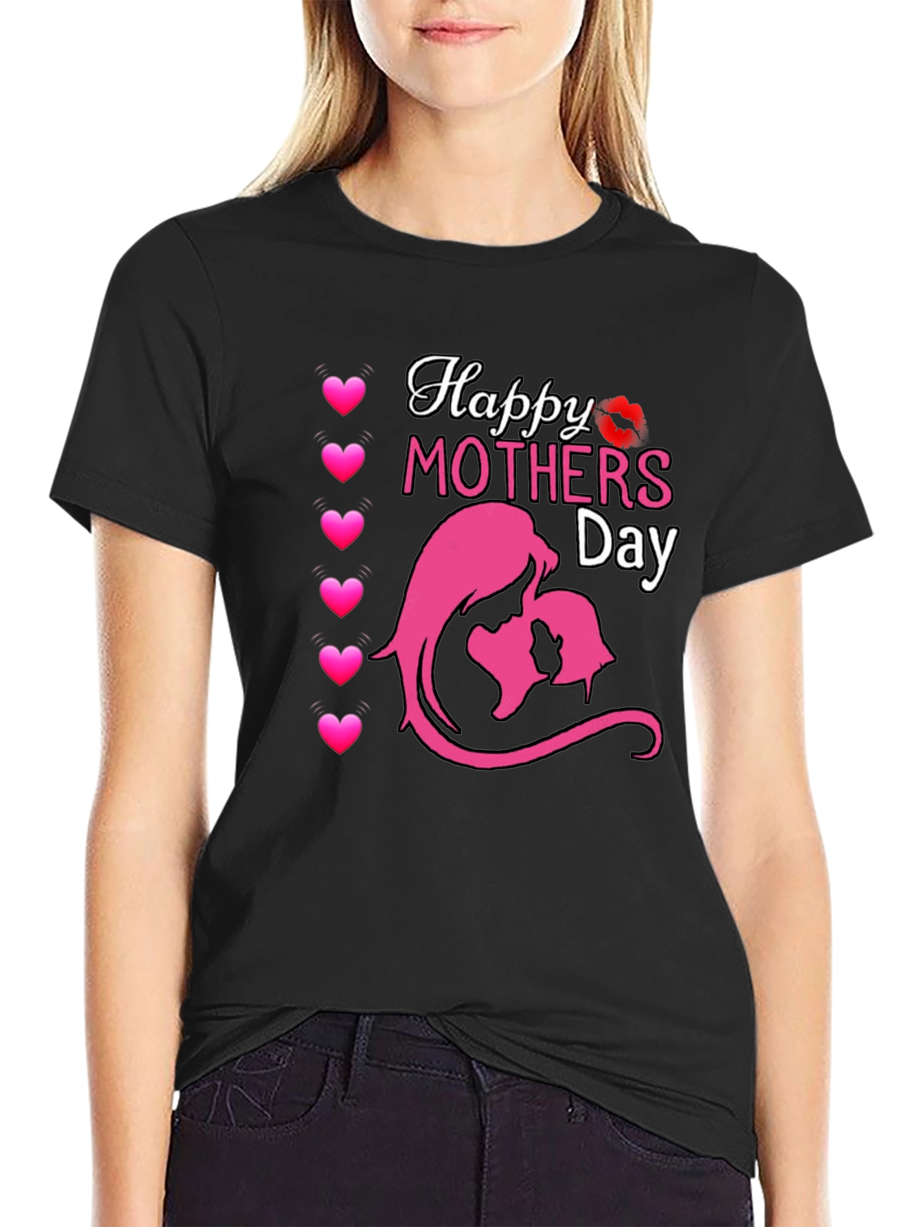 Happy Mothers Day Graphic T-Shirt - Black
