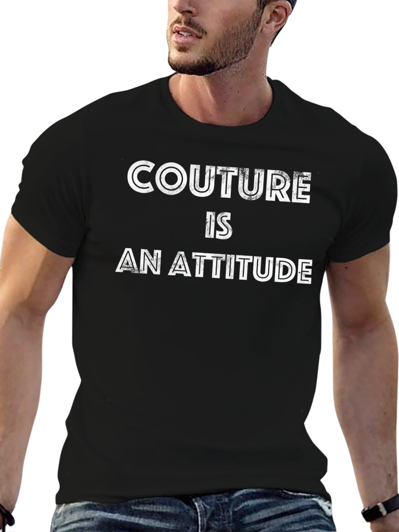 Couture Is An Attitude Black Graphic T-Shirt