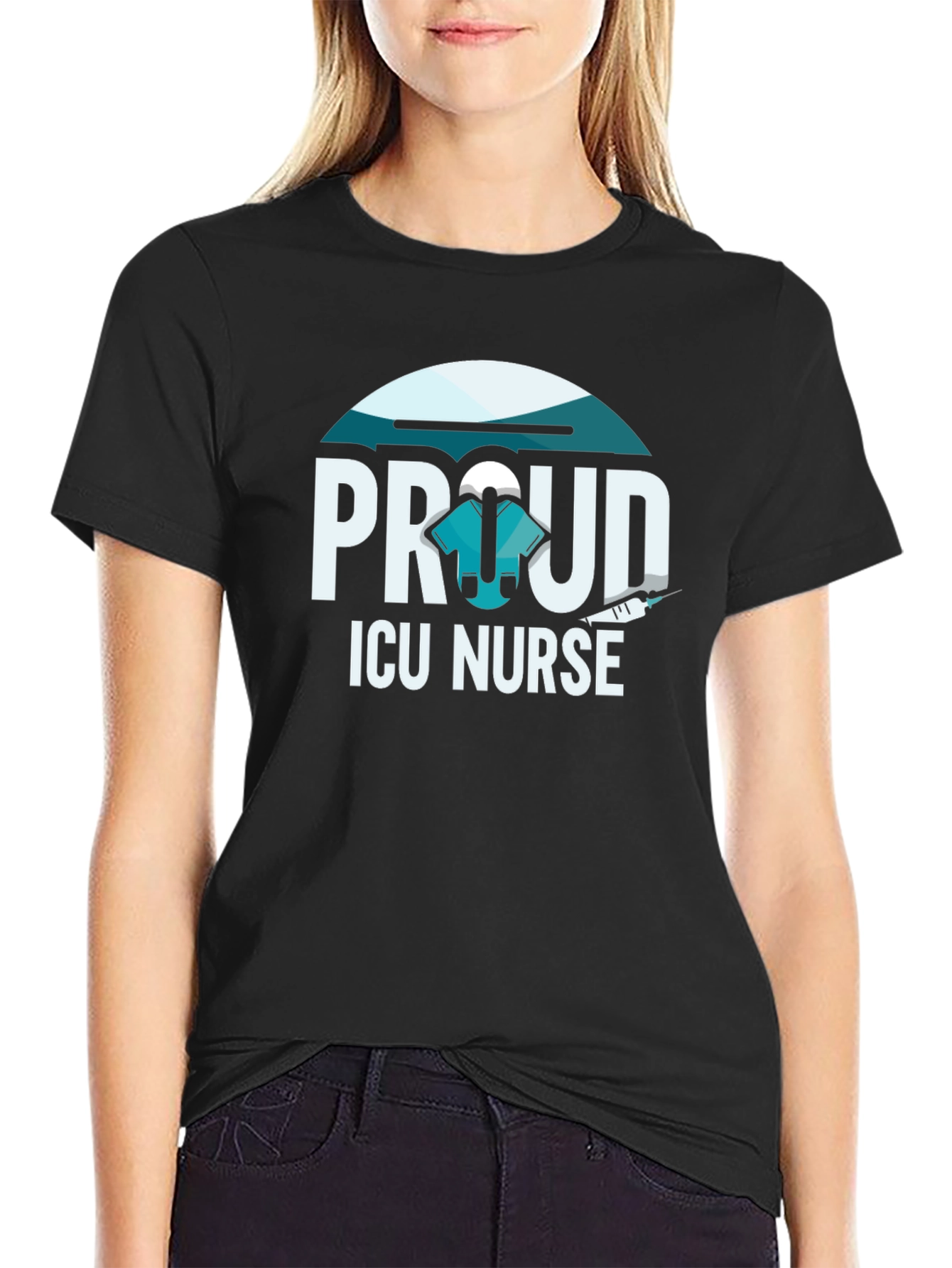 Proud ICU Nurse T-Shirt - Black Graphic Tee