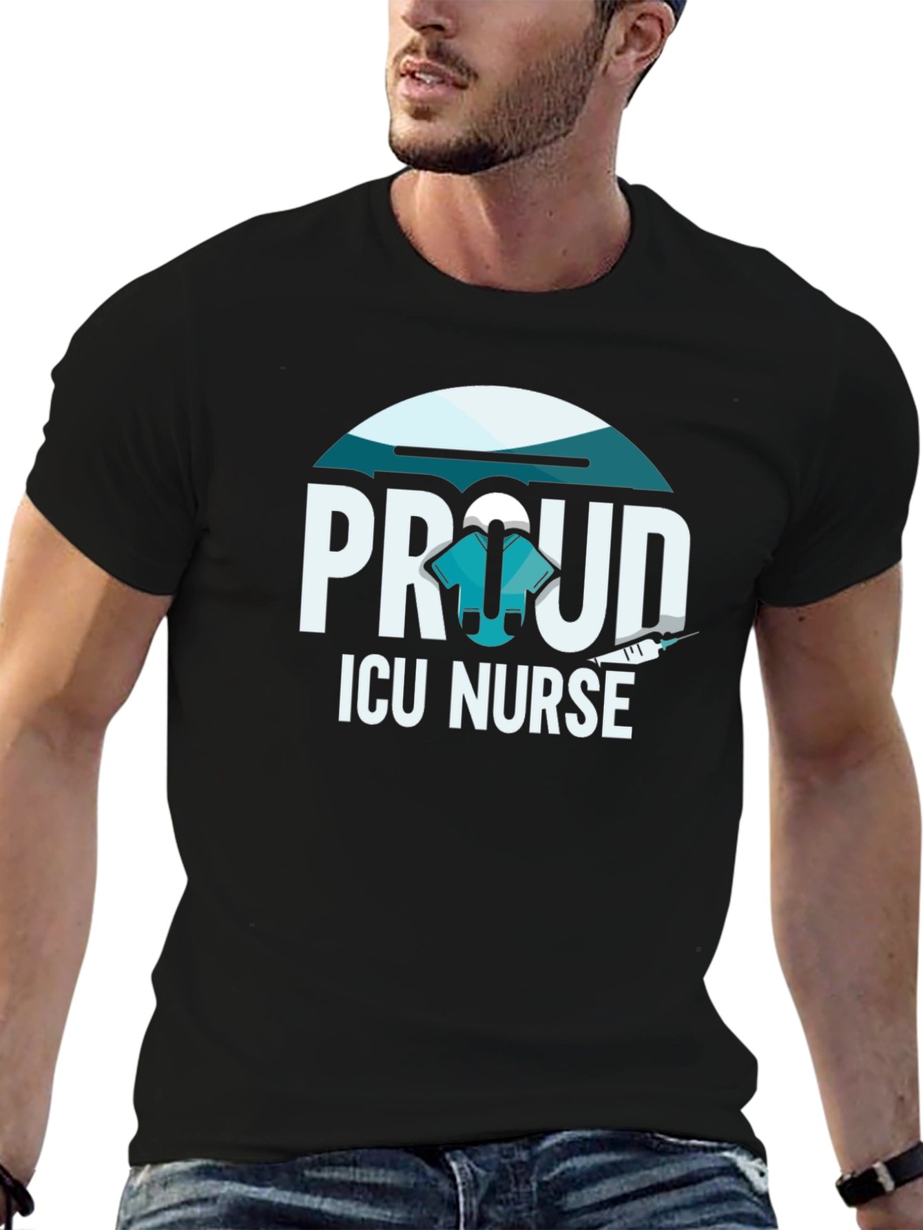 Proud ICU Nurse T-Shirt - Black Graphic Tee