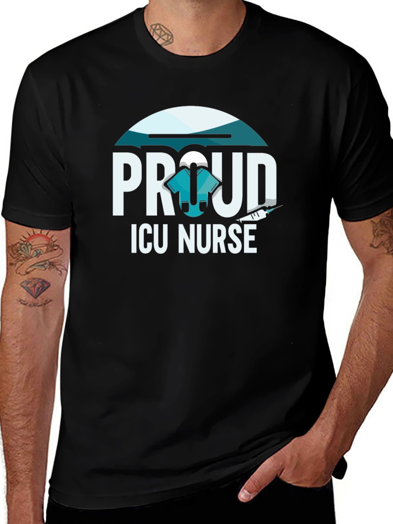 Proud ICU Nurse T-Shirt - Black Graphic Tee