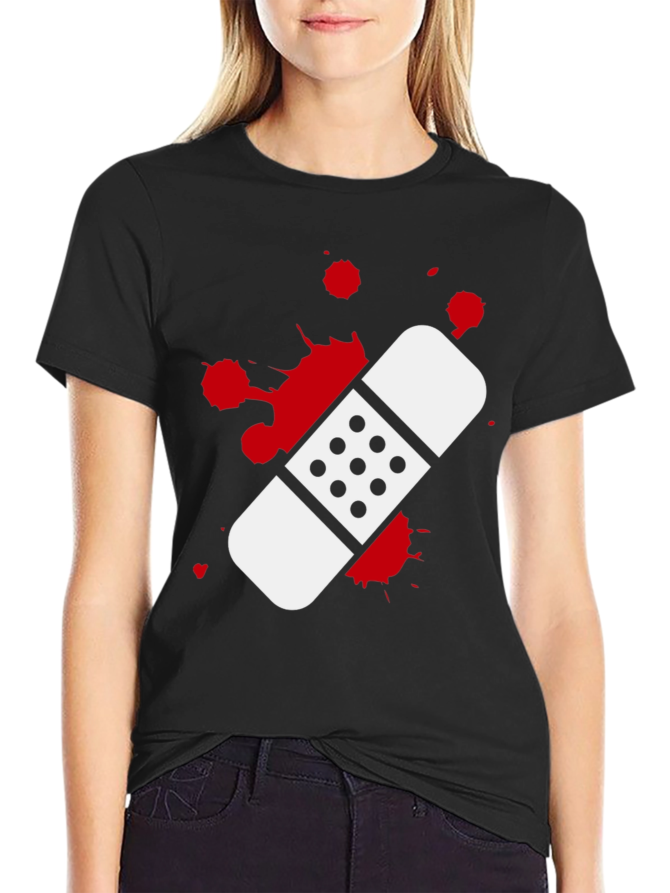 Bandage Graphic T-Shirt - Black Cotton Tee