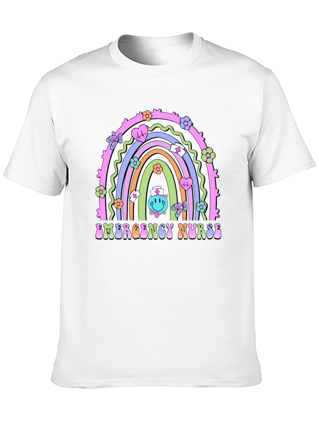 Emergency Nurse Retro Rainbow T-Shirt