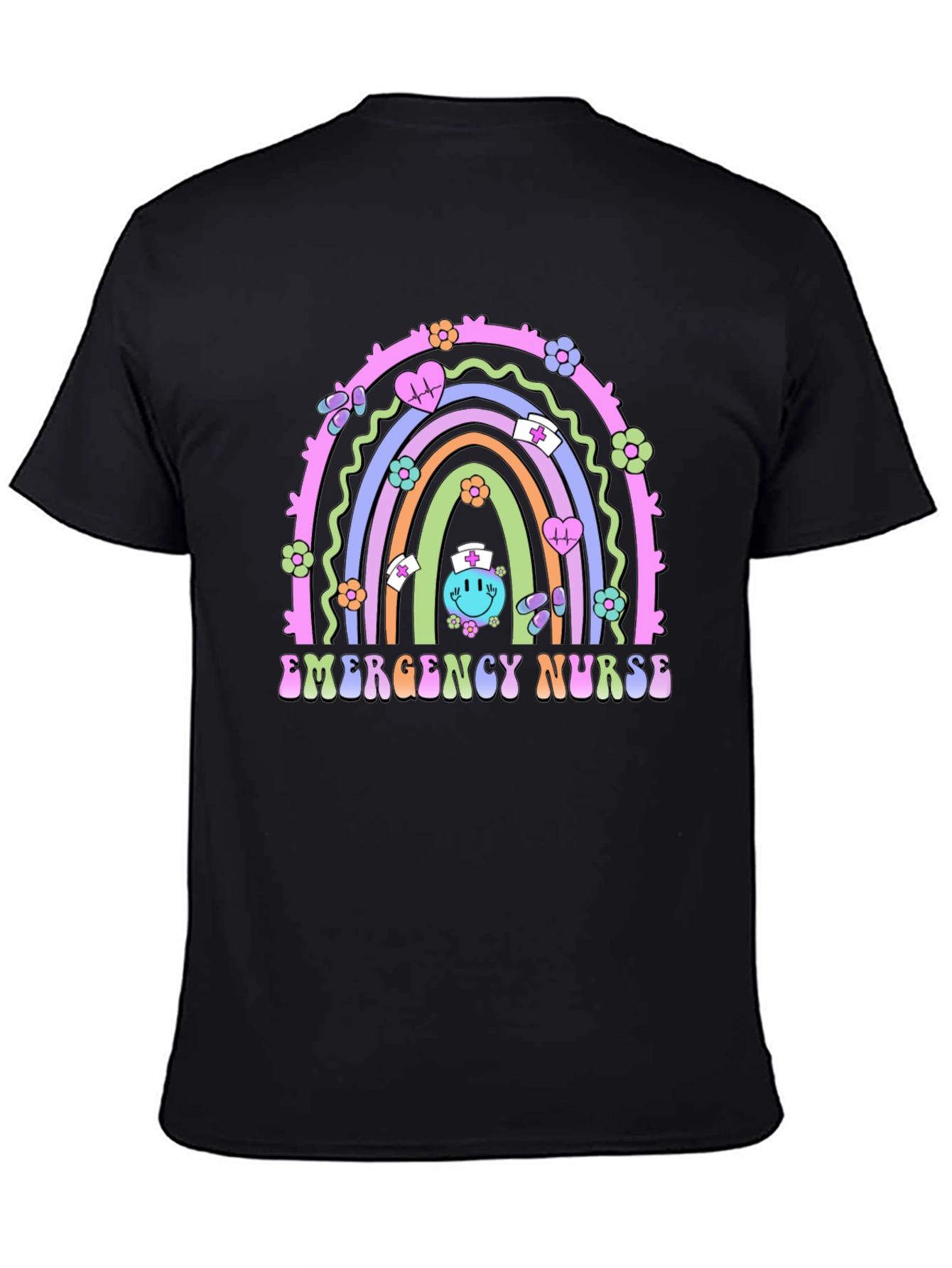 Emergency Nurse Retro Rainbow T-Shirt