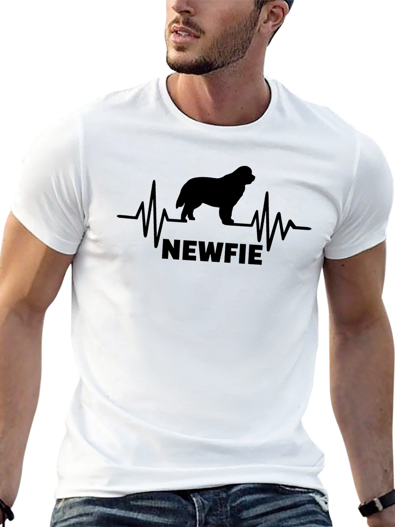 Newfie Dog Heartbeat T-Shirt - Newfoundland Breed Tee